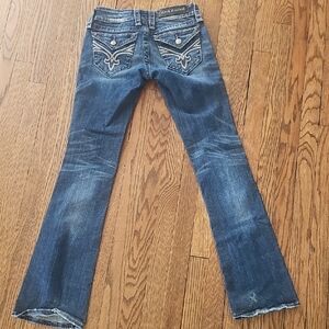 Rock Revival Women's Dark Blue Embroidered Flare Jeans
